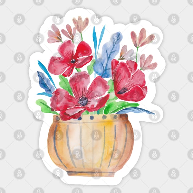 Red flowers watercolor Sticker by marufemia